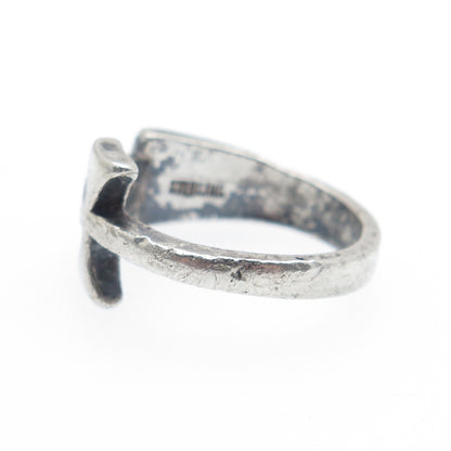 925 Sterling Silver Vintage Egyptian Ankh Oxidized Ring Size 5.75