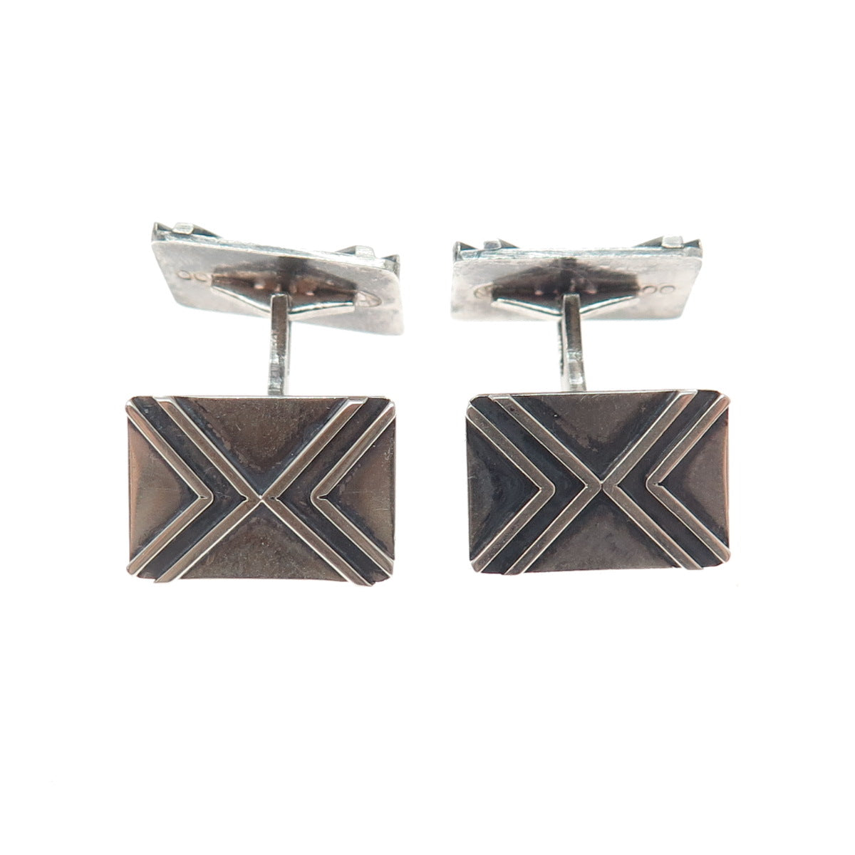 800 Silver Vintage Modernist Arrow Oxidized Cufflinks