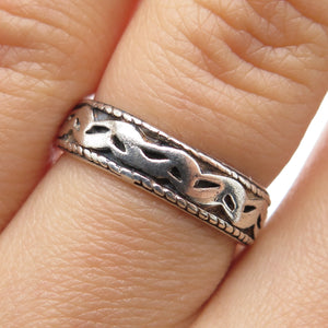 925 Sterling Silver Vintage Wavy Oxidized Band Ring Size 7.25