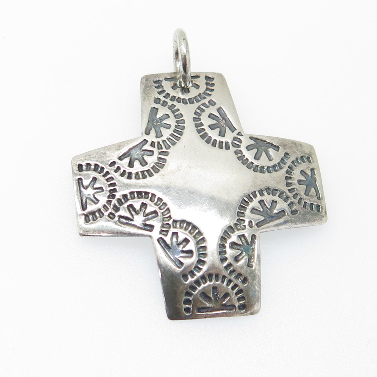 SILPADA 925 Sterling Silver Vintage Engraved Ethnic Cross Oxidized Pendant