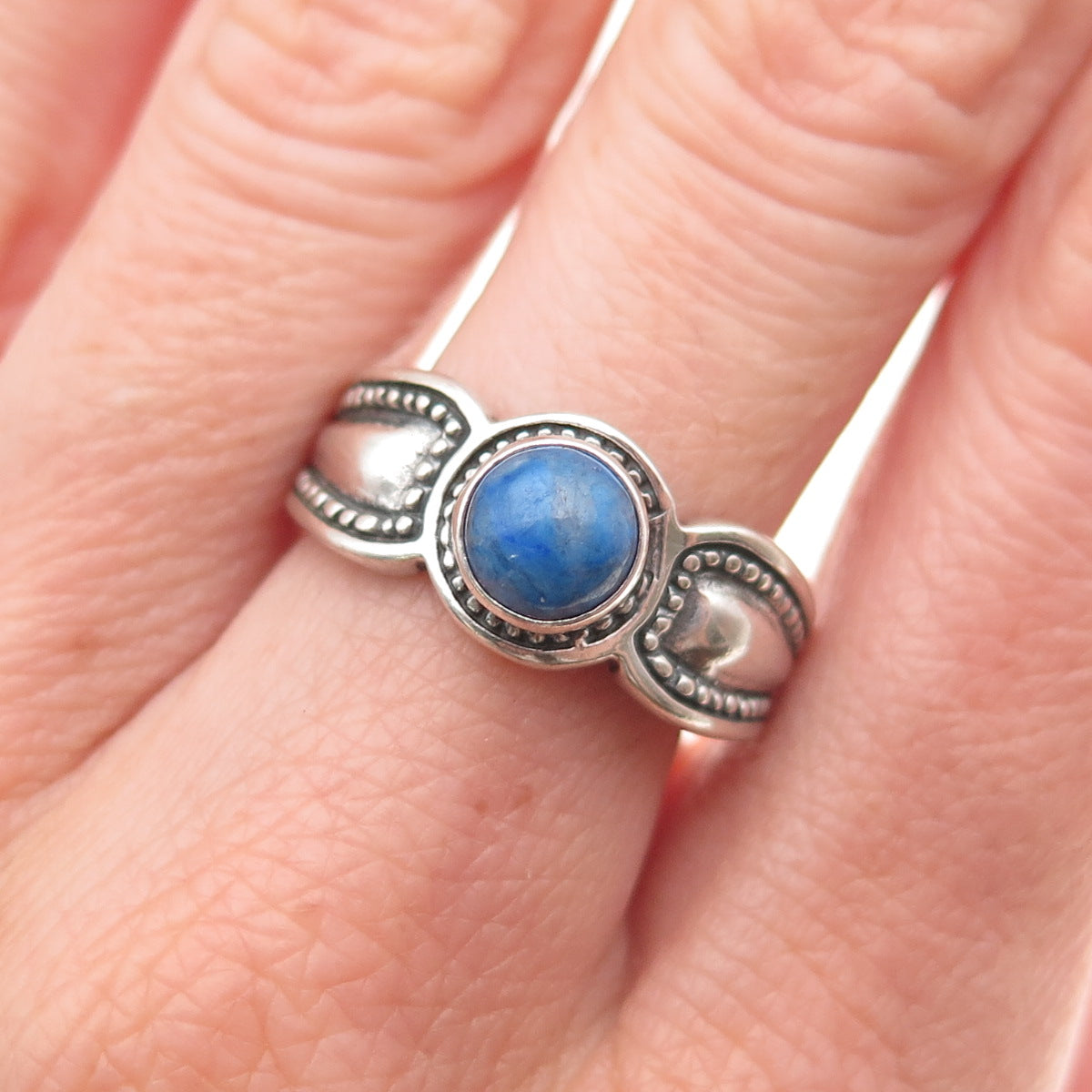 Shube 925 Sterling Silver Vintage Real Lapis Oxidized Ring Size 8.25
