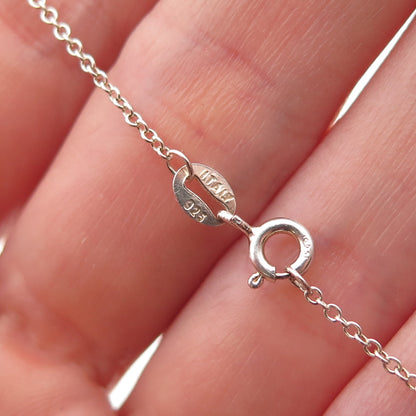 925 Sterling Silver Round-Cut C Z Heart Cable Chain Necklace 18"
