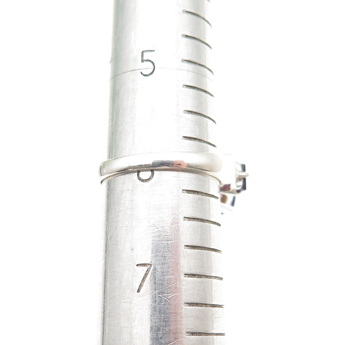 ROSS SIMONS 925 Sterling Silver Real Cushion & Princess-Cut Amethyst Ring Size 6