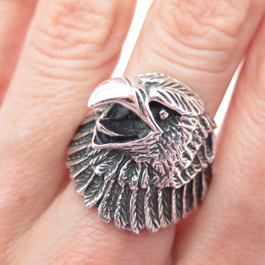 925 Sterling Silver Vintage Eagle Bird Oxidized Ring Size 11.5