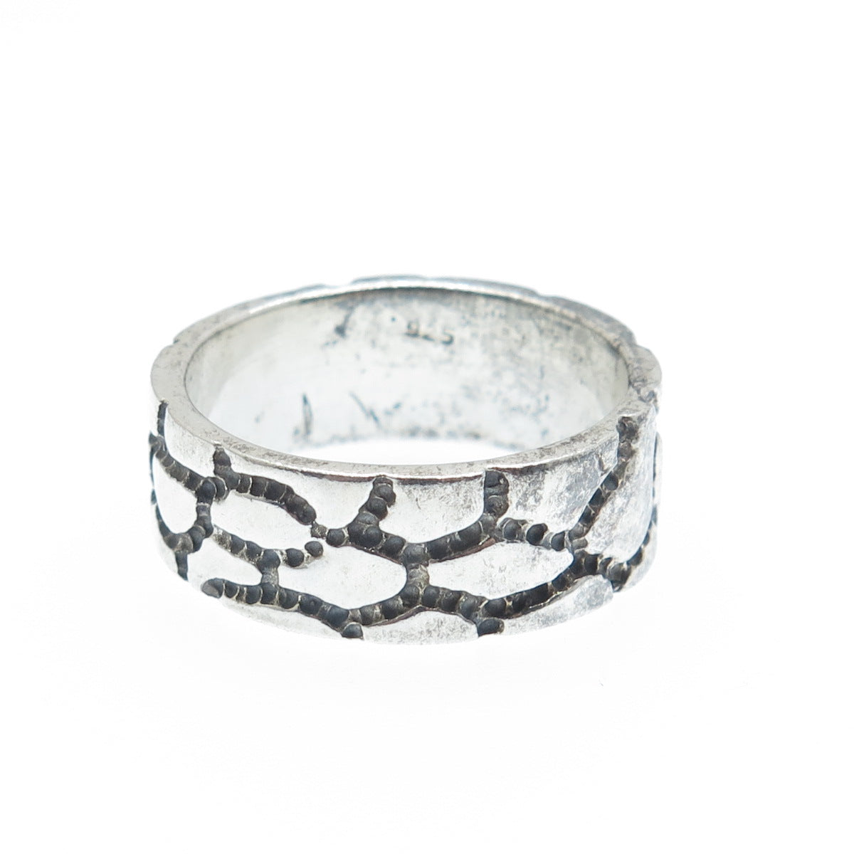 925 Sterling Silver Vintage Cracked Desert Oxidized Band Ring Size 10