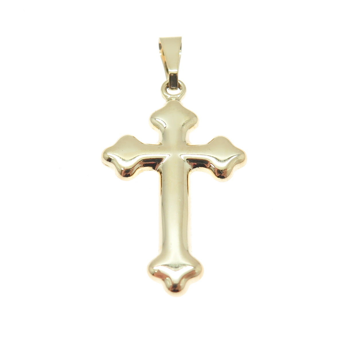 14K Yellow Gold Fleur de Lis Cross Religious Charm Pendant