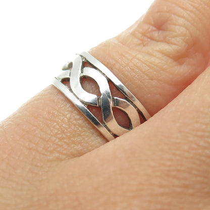 925 Sterling Silver Vintage Celtic Woven Band Ring Size 5.75