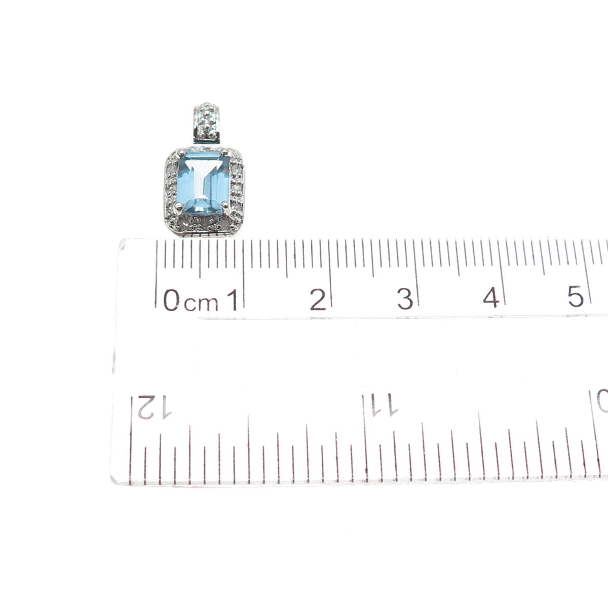 CHARLES WINSTON 925 Sterling Silver Real Diamond & Blue Topaz Mini Charm Pendant