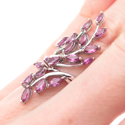 925 Sterling Silver Real Pear & Marquise-Cut Amethyst Bypass Ring Size 6
