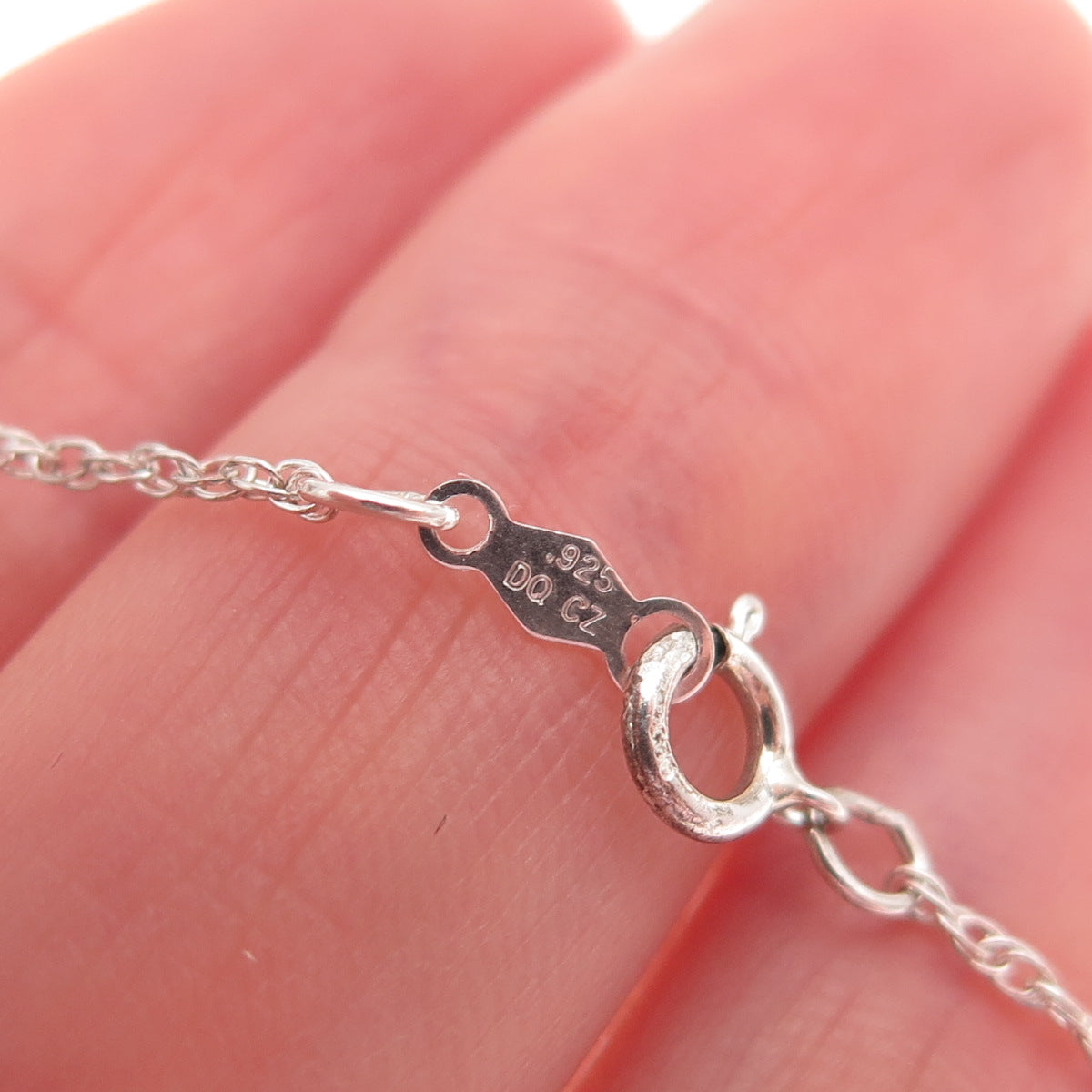 925 Sterling Silver Round-Cut C Z Twisted Rope Chain Necklace 16"