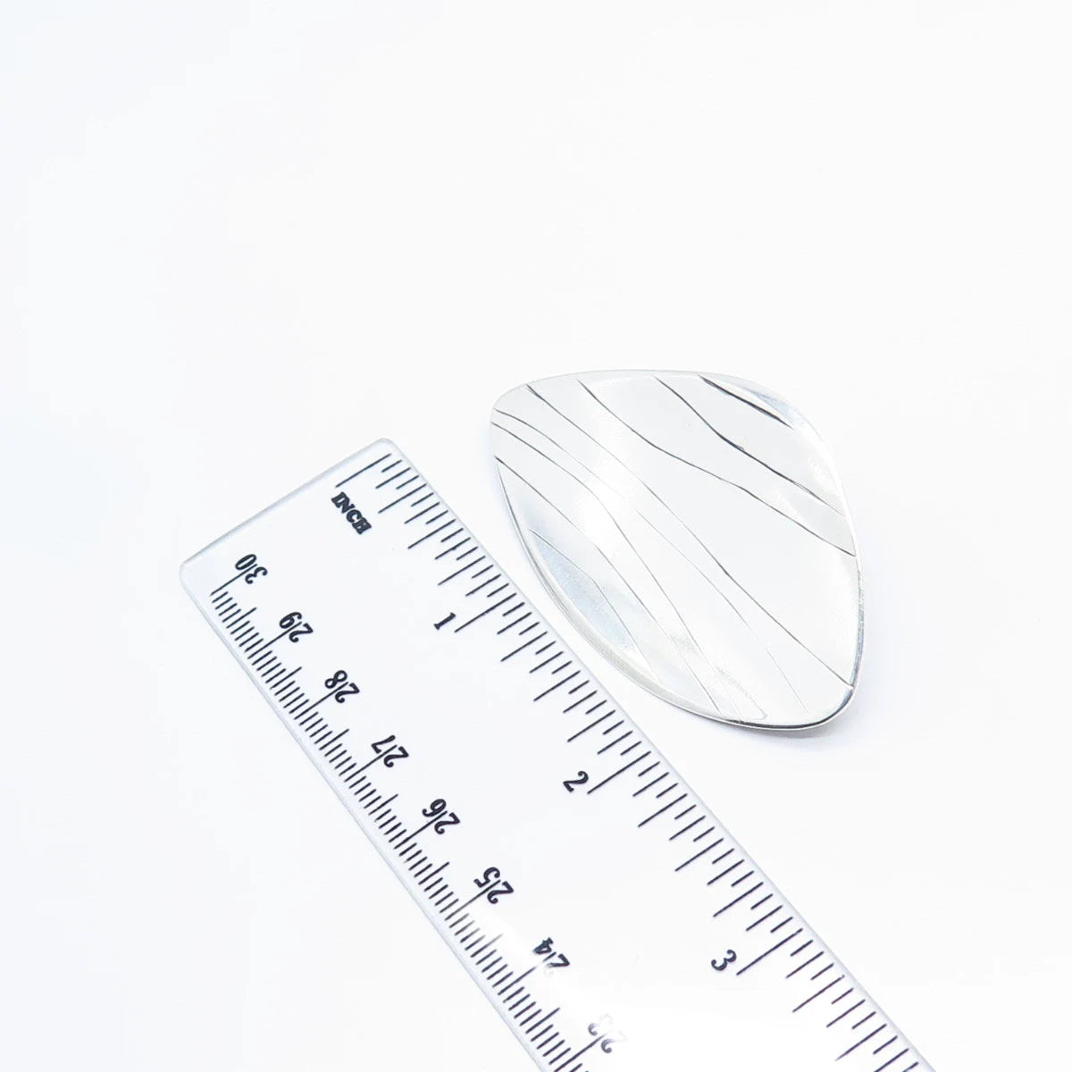 925 Sterling Silver Vintage Striped Large Pin Brooch