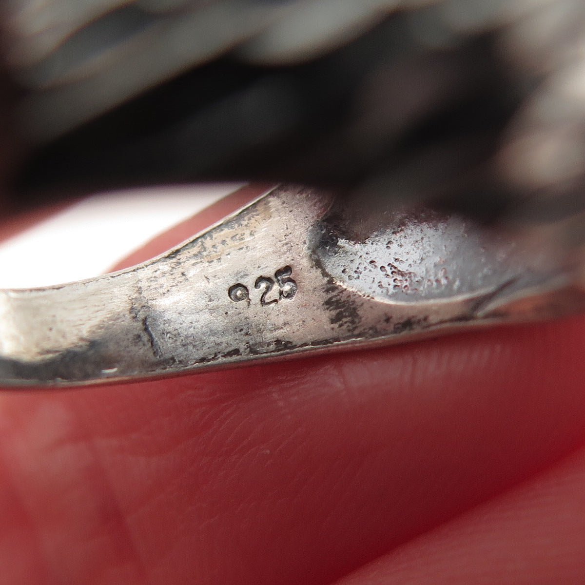 925 Sterling Silver Vintage Modernist Dome Oxidized Ring Size 5.25