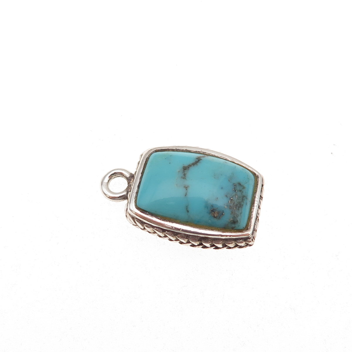 Barse 925 Sterling Silver Vintage Real Turquoise Oxidized Charm Pendant