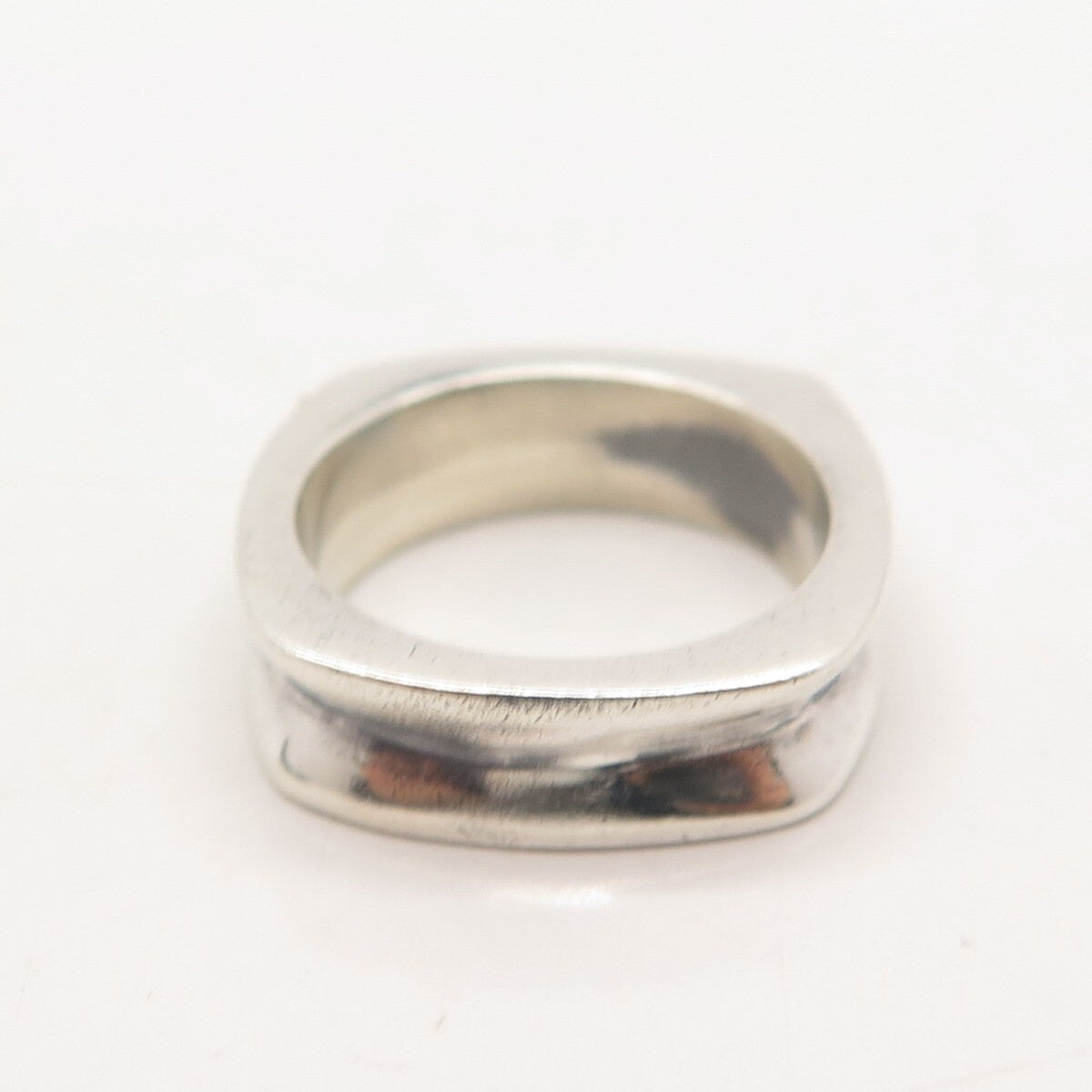925 Sterling Silver Vintage Concave Square Ring Size 4.75