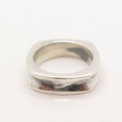 925 Sterling Silver Vintage Concave Square Ring Size 4.75