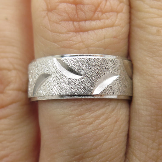 VERGAS 925 Sterling Silver Vintage Engraved Band Ring Size 6