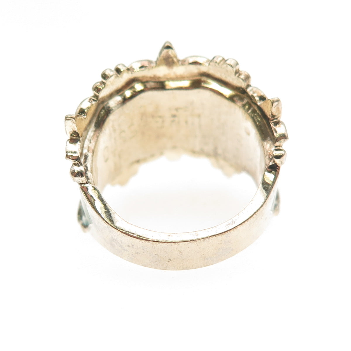 Joseph Esposito Sterling Silver Gold Plated Antique Enamel Floral Ring Size 6.25