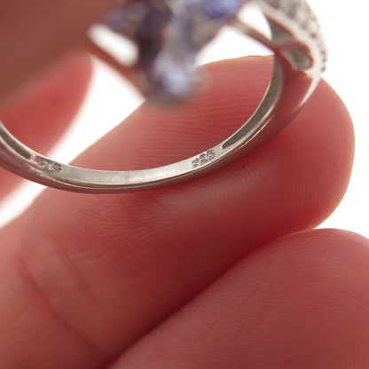 Chuck Clemency 925 Sterling Silver Real Tanzanite Floral Cluster Ring Size 7