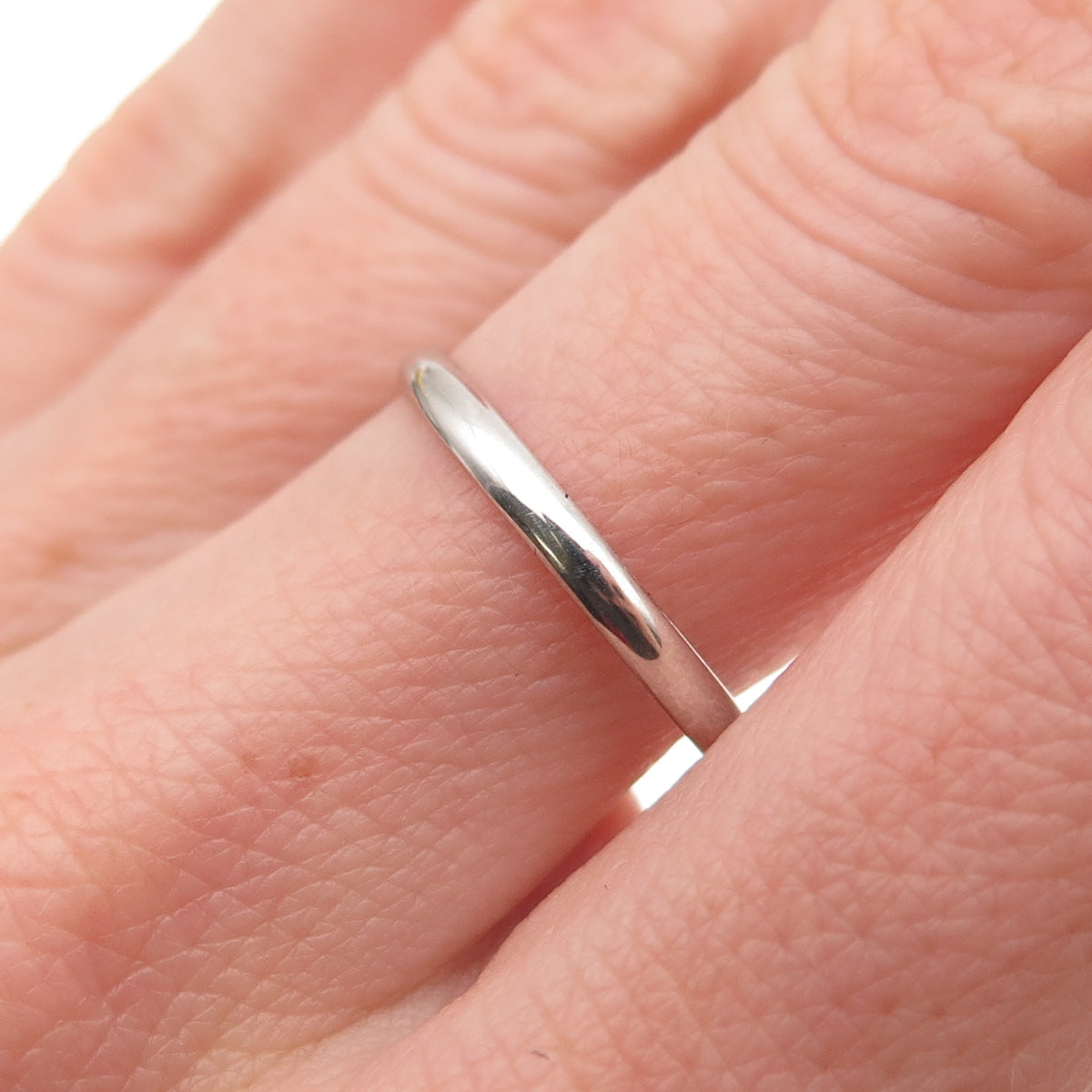 925 Sterling Silver Vintage Classic Wedding Stackable Band Ring Size 7.5