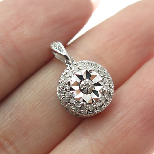 925 Sterling Silver Real White Diamond Minimalist Pendant