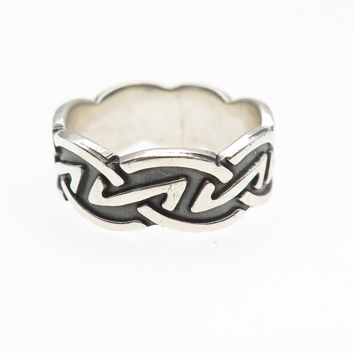 925 Sterling Silver Vintage Celtic Oxidized Band Ring Size 9
