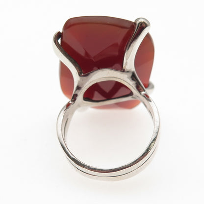 Chapal Zenray Sterling Silver Vintage Real Carnelian Modernist Ring Size 10.25