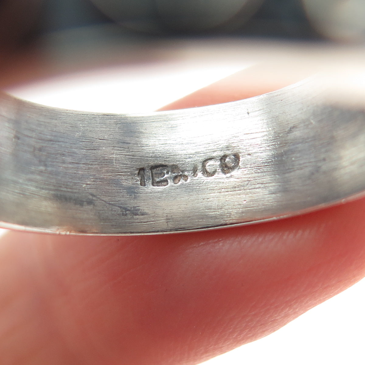 925 Sterling Silver Vintage Mexico Peace Symbol Oxidized Band Ring Size 12.25