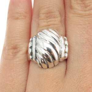 925 Sterling Silver Vintage Modernist Wavy Ring Size 6.75