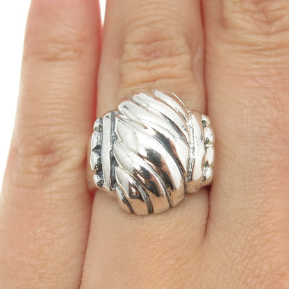 925 Sterling Silver Vintage Modernist Wavy Ring Size 6.75