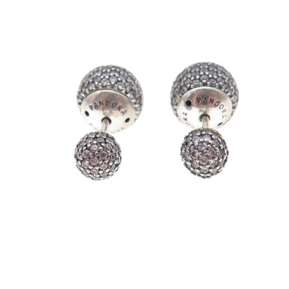 Pandora 925 Sterling Silver Round-Cut C Z Ball Stud Earrings