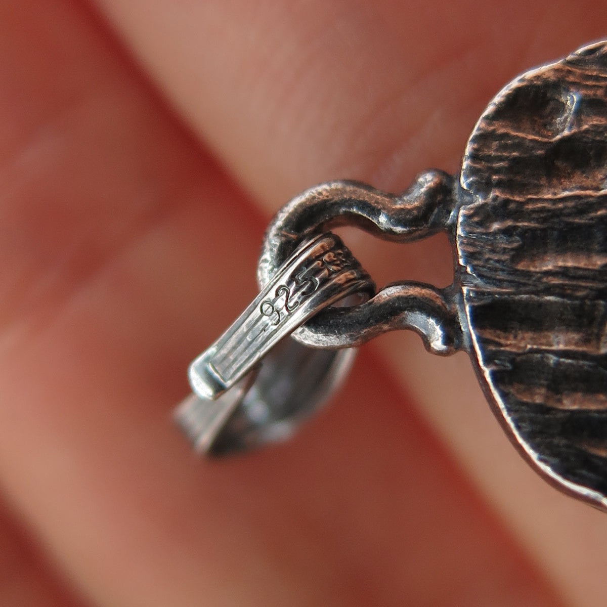 925 Sterling Silver Vintage Virgo Zodiac Sign Modernist Oxidized Charm Pendant