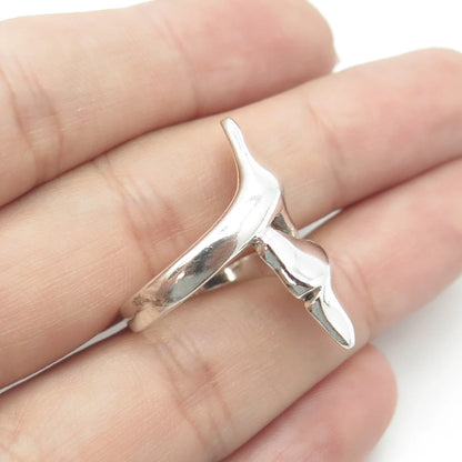 925 Sterling Silver Vintage Whale Tail Bypass Ring Size 6.75