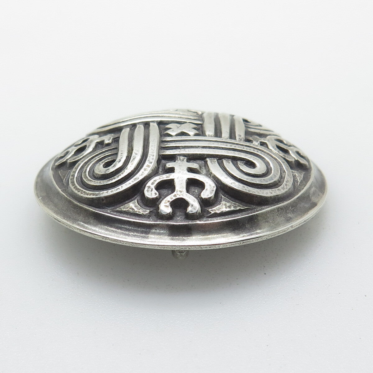 KAUNIS KORU 916H Silver Vintage 1960 Finland St. Johns Arms Oxidized Pin Pendant