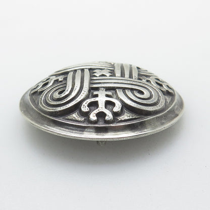KAUNIS KORU 916H Silver Vintage 1960 Finland St. Johns Arms Oxidized Pin Pendant