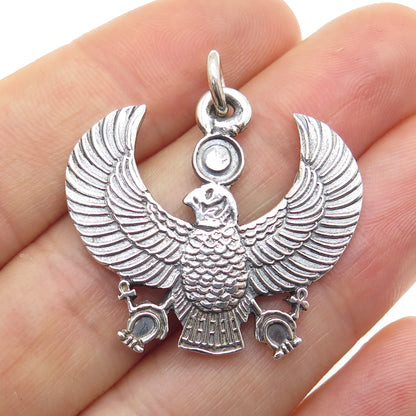 800 Silver Vintage Egypt Horus Falcon Oxidized Pendant