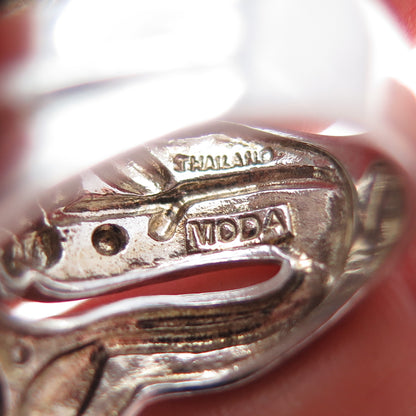 MODA Sterling Silver Vintage Turquoise Blue Spinel Modernist Flower Ring Size 7