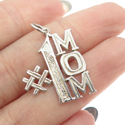 925 Sterling Silver Vintage "Mom Number 1" Pendant