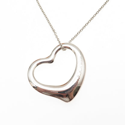 Tiffany & Co. Elsa Peretti Sterling Silver Vintage 35mm Open Heart Necklace 30"