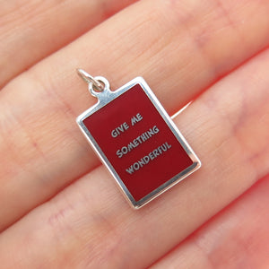 925 Sterling Silver Enamel Give Me Something Wonderful Minimalist Charm Pendant