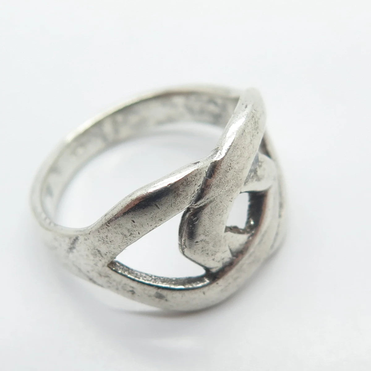 925 Sterling Silver Vintage Knot Modernist Ring Size 6