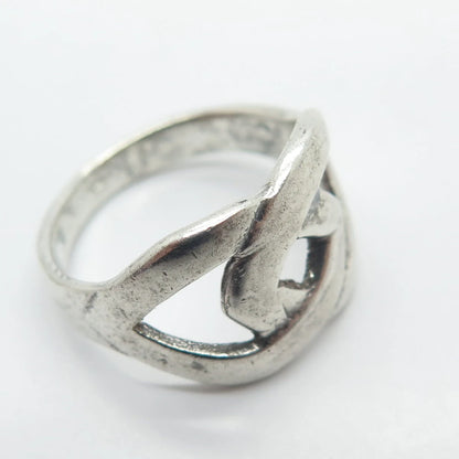 925 Sterling Silver Vintage Knot Modernist Ring Size 6