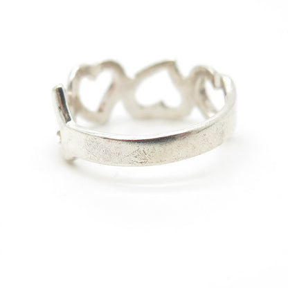 925 Sterling Silver Vintage Open Heart Half Round Ring Size 6