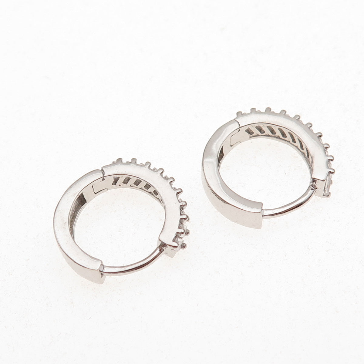 925 Sterling Silver Emerald-Cut C Z Hoop Earrings