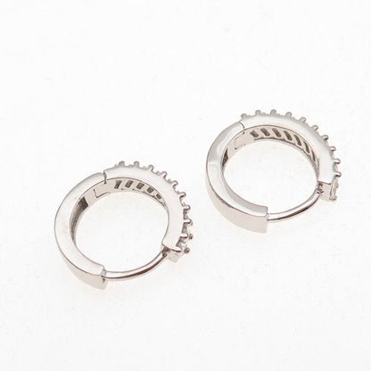 925 Sterling Silver Emerald-Cut C Z Hoop Earrings