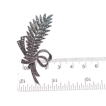 925 Sterling Silver Antique Germany Real Marcasite Pin Brooch (missing 1 stone)