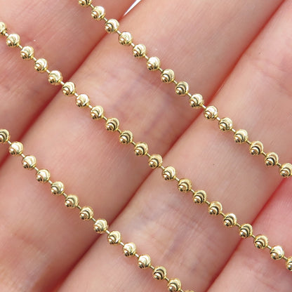 925 Sterling Gold Plated SPI Italy Diamond-Cut Ball Beaded Chain Necklace 28"