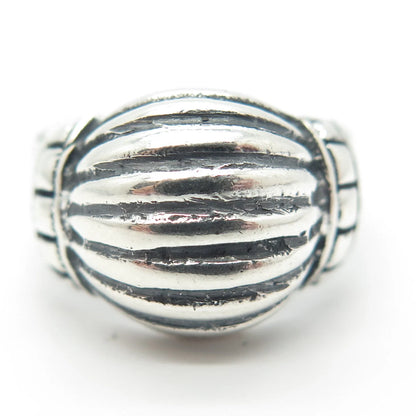 925 Sterling Silver Vintage Ribbed Ring Size 9.5