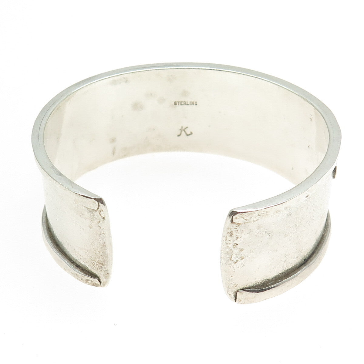 KENNY GUERRO Navajo Old Pawn 925 Sterling Silver Glass Adjustable Bracelet 6.75"