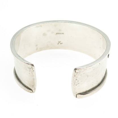 KENNY GUERRO Navajo Old Pawn 925 Sterling Silver Glass Adjustable Bracelet 6.75"