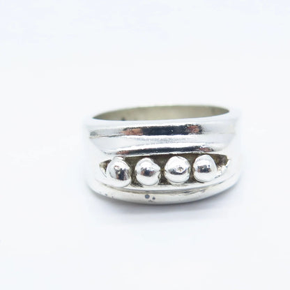 925 Sterling Silver Vintage Beaded Ring Size 5.5